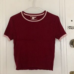 Forever 21 Cozy wine Red Cropped Ribbed Tee